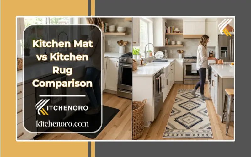 Kitchen mat and kitchen rug side-by-side in a modern kitchen