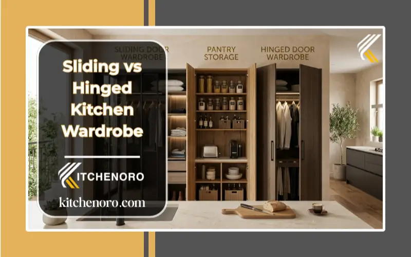 Sliding vs hinged kitchen wardrobe comparison in a modern modular kitchen