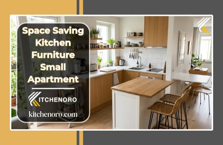 Space-saving kitchen furniture in a modern small apartment kitchen