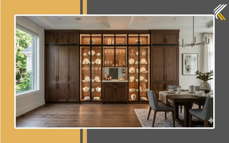 Built-in crockery cabinet for modern luxury dining room