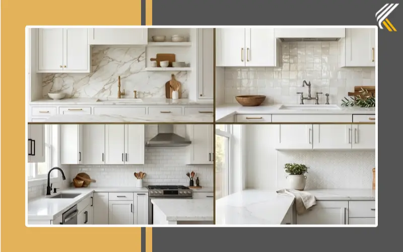 Best countertop and backsplash pairings with white cabinets
