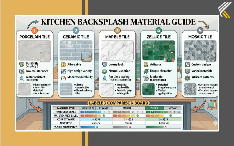Decorative kitchen backsplash material comparison guide