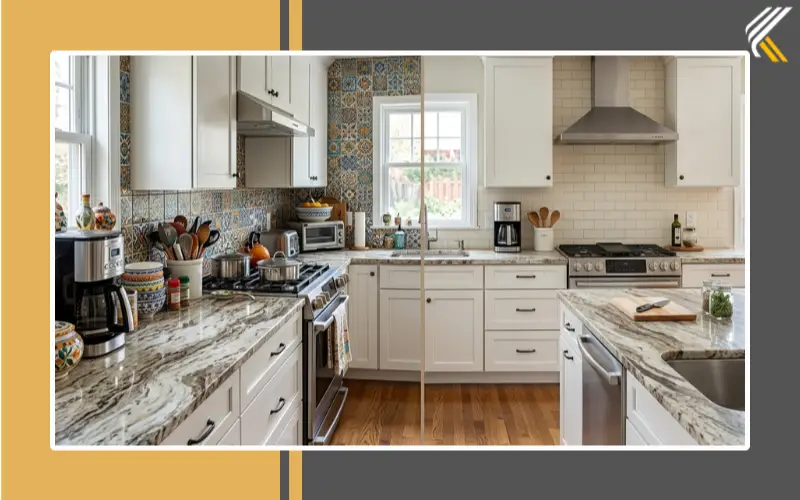 Backsplash mistakes to avoid with Fantasy Brown granite countertops