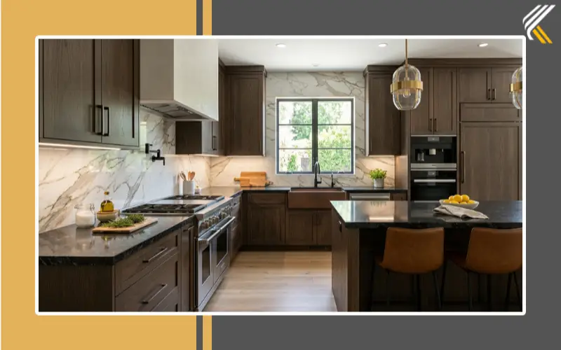 Full height backsplash with granite countertops