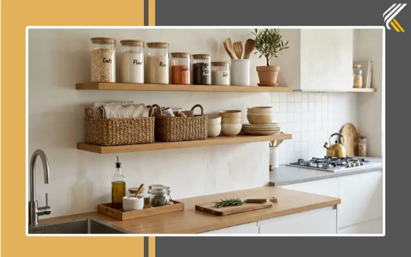 Functional minimalist kitchen decor with organized storage solutions