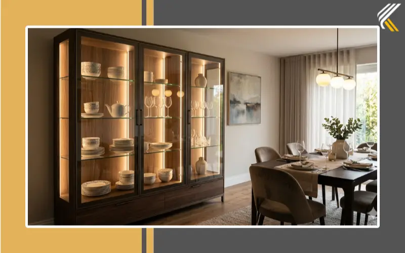 glare-free lighting for glass crockery cabinet