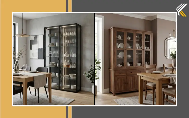 Glass and wooden crockery cabinet comparison