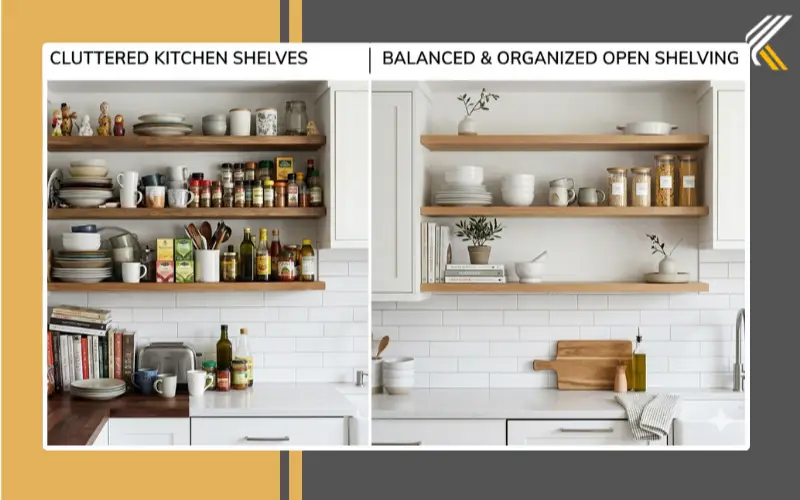Common kitchen shelf styling mistakes and better organization