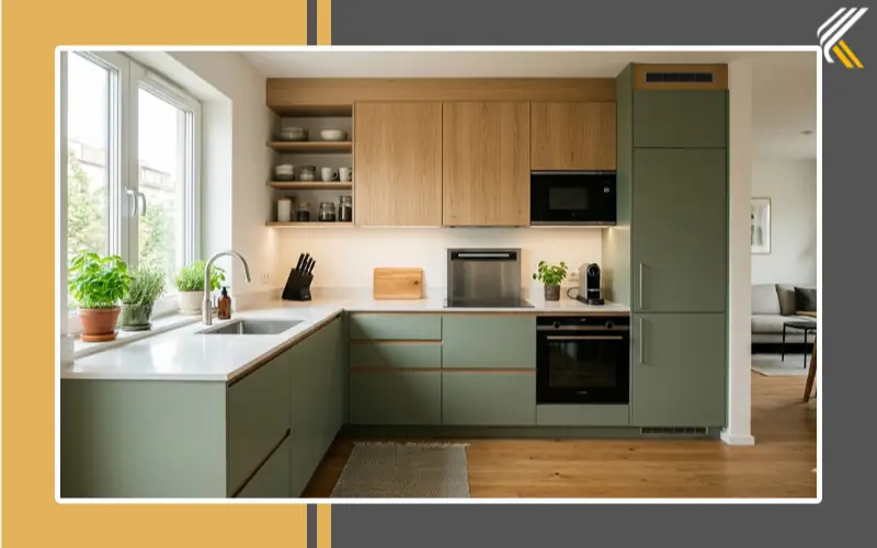 L shaped modular kitchen layout design for small homes