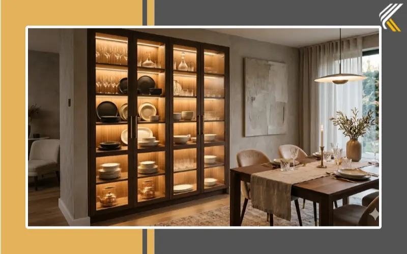 luxury crockery cabinet with ambient LED lighting
