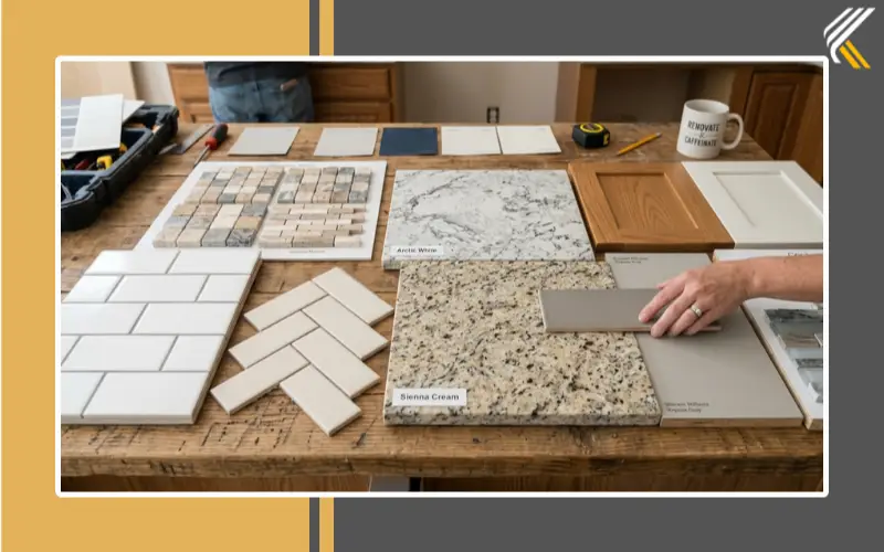 Matching backsplash tiles with granite countertop colors