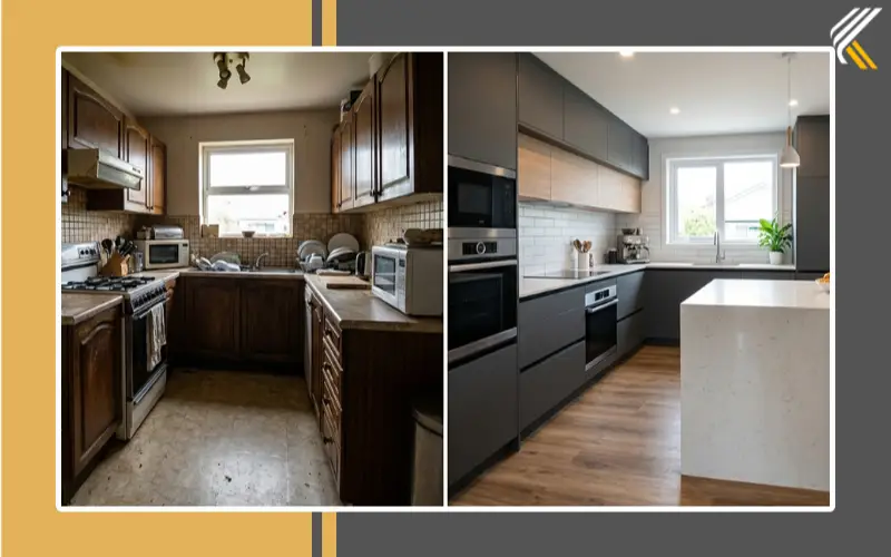 before and after modular kitchen transformation modern renovation