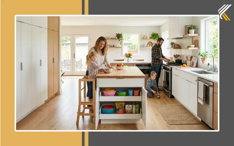Safe kitchen wardrobe design for families