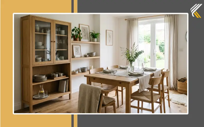 Scandinavian style crockery cabinet in modern dining room