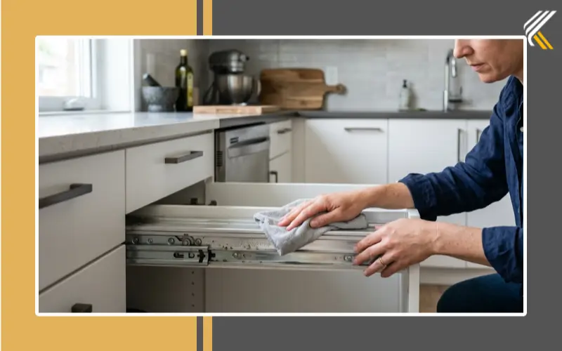 Cleaning sliding kitchen wardrobe tracks