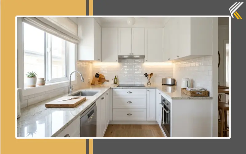 Bright backsplash ideas for small white kitchens