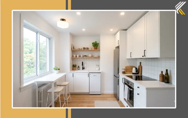 simple ceiling design for small kitchen with LED lighting