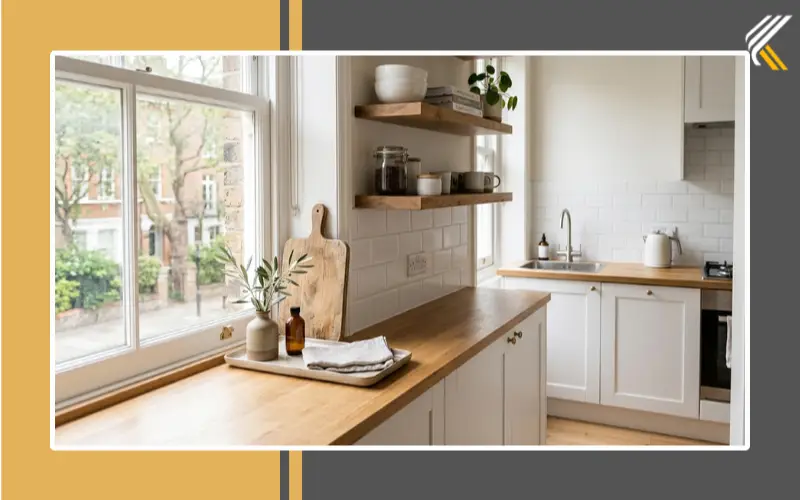 Small kitchen countertop decor ideas with simple clutter-free styling