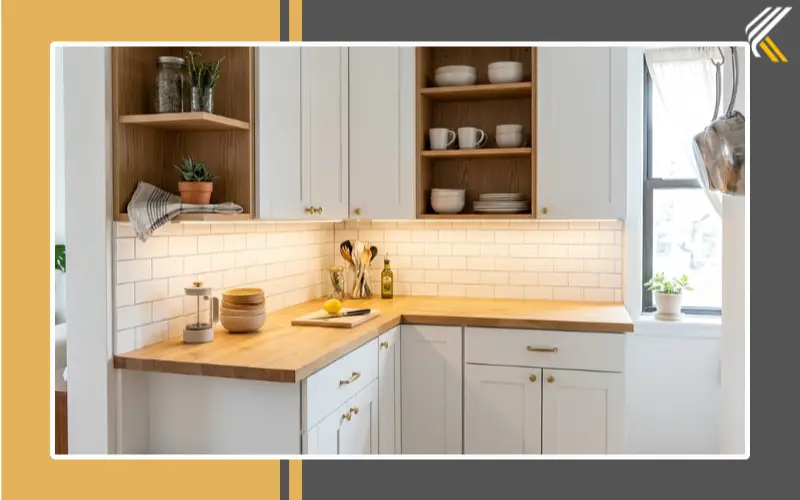 Small kitchen with bright cupboard facelift ideas