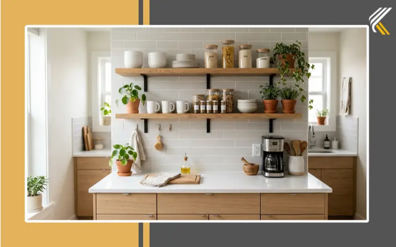 Small kitchen shelf decor ideas with space-saving styling