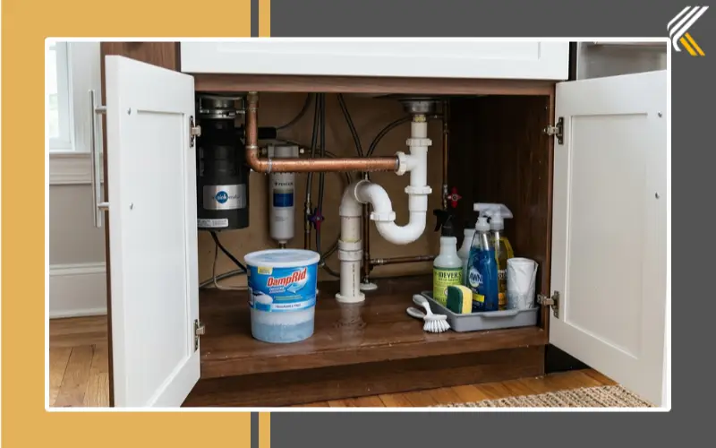 Condensation and moisture buildup under kitchen sink cabinet