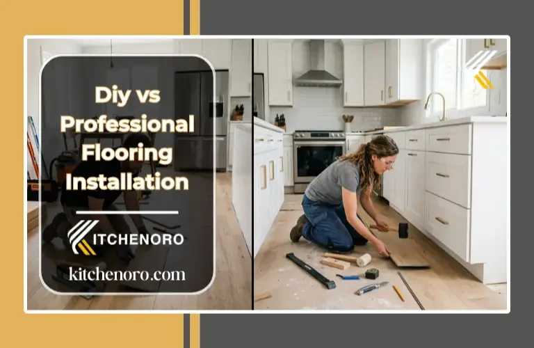 DIY vs professional flooring installation comparison in a modern kitchen