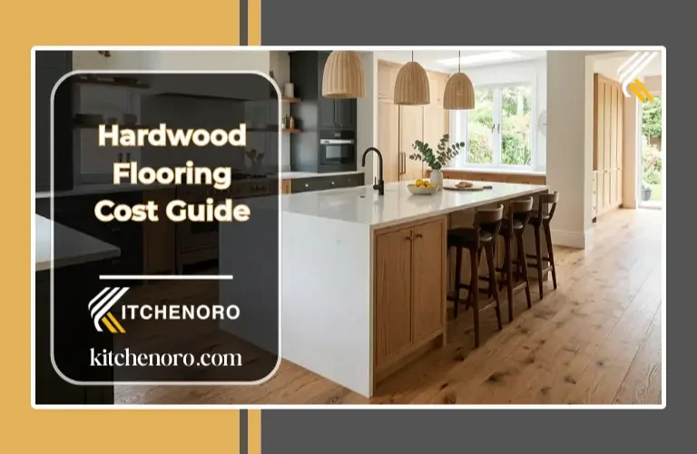 Hardwood flooring installation cost guide showing modern oak flooring in a kitchen