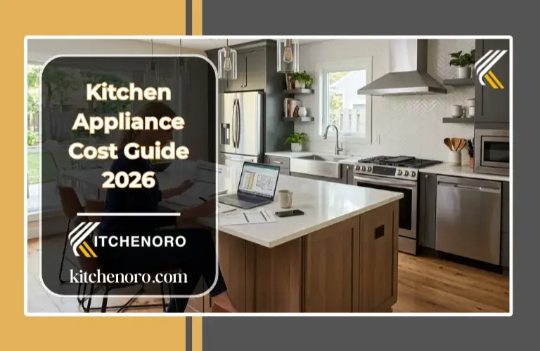 Kitchen appliance cost guide showing modern kitchen appliances and renovation budgeting
