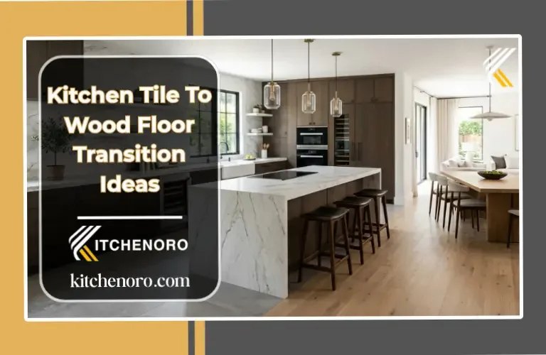 Kitchen tile to wood floor transition ideas in a modern open concept kitchen