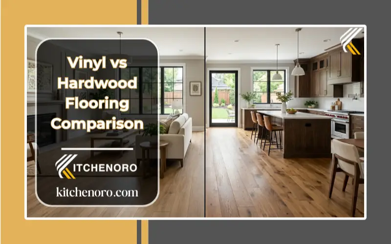 Vinyl vs hardwood flooring comparison in a modern home interior