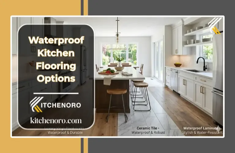Waterproof kitchen flooring options including vinyl plank, tile, and laminate flooring