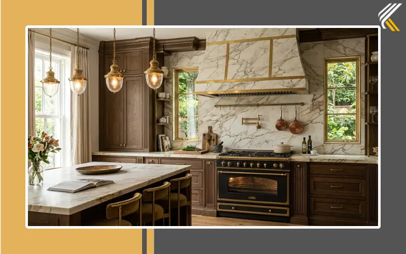 Full-height backsplash behind stove extending to range hood