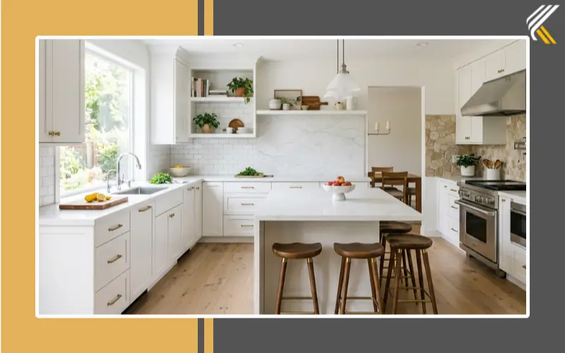 Kitchen backsplash ideas with white cabinets and stone countertops