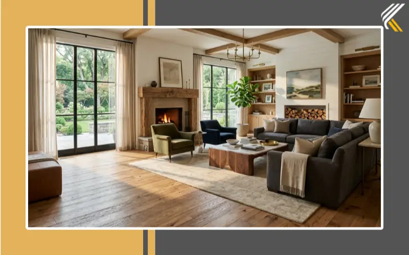 Premium hardwood flooring in an elegant living room