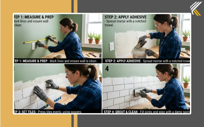 Step by step kitchen backsplash installation process