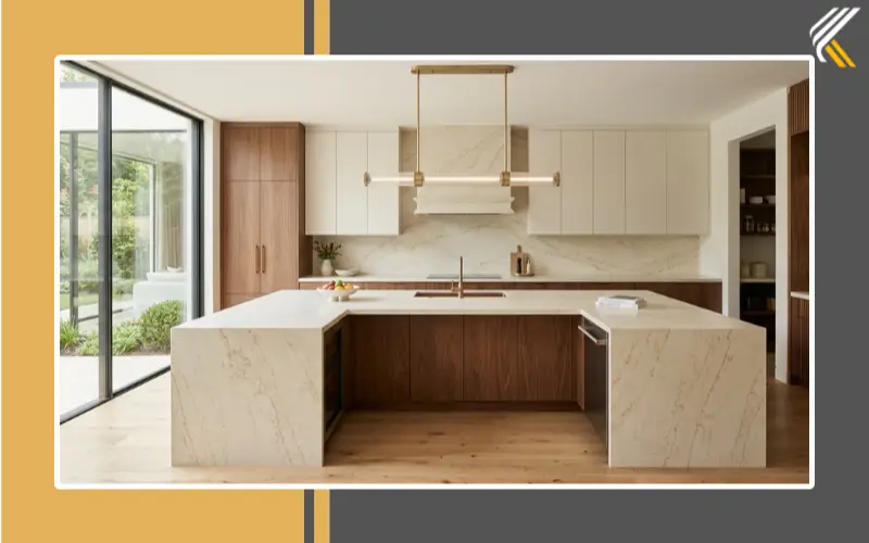 Modern kitchen backsplash trends with quartz slab backsplash