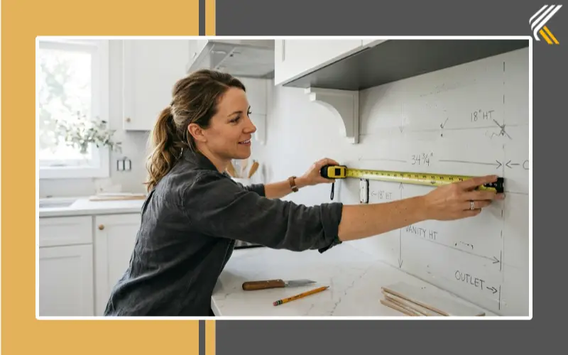 Measuring wall dimensions before backsplash installation