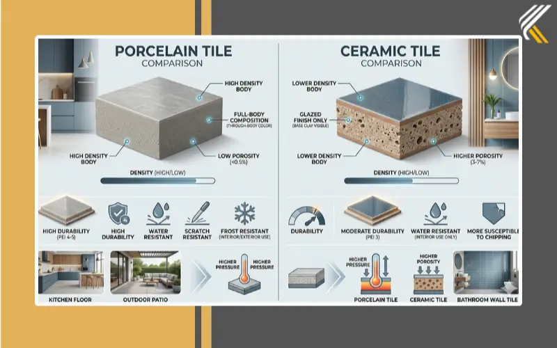 Porcelain and ceramic tile durability comparison